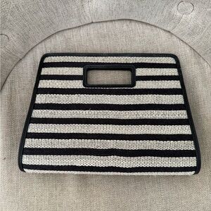 Hunting Season Black Cream Striped Raffia Clutch